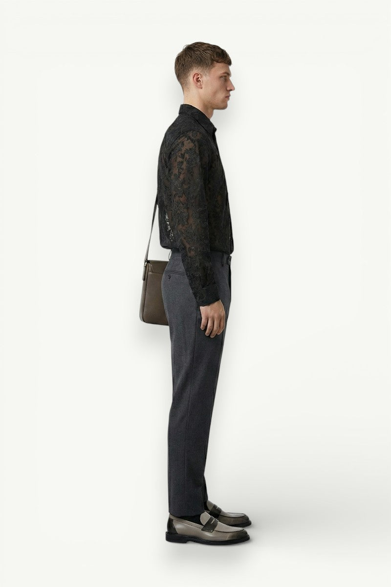 Textured Jacquard Batwing Shirt