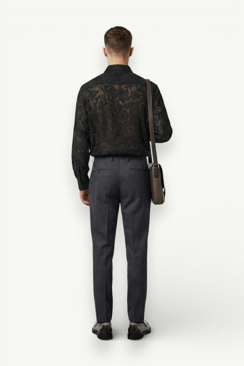 Textured Jacquard Batwing Shirt