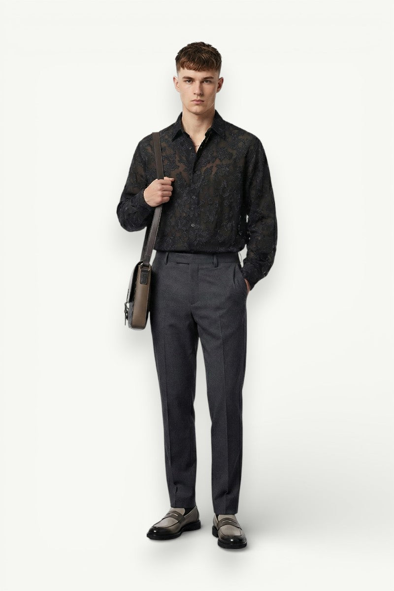 Textured Jacquard Batwing Shirt