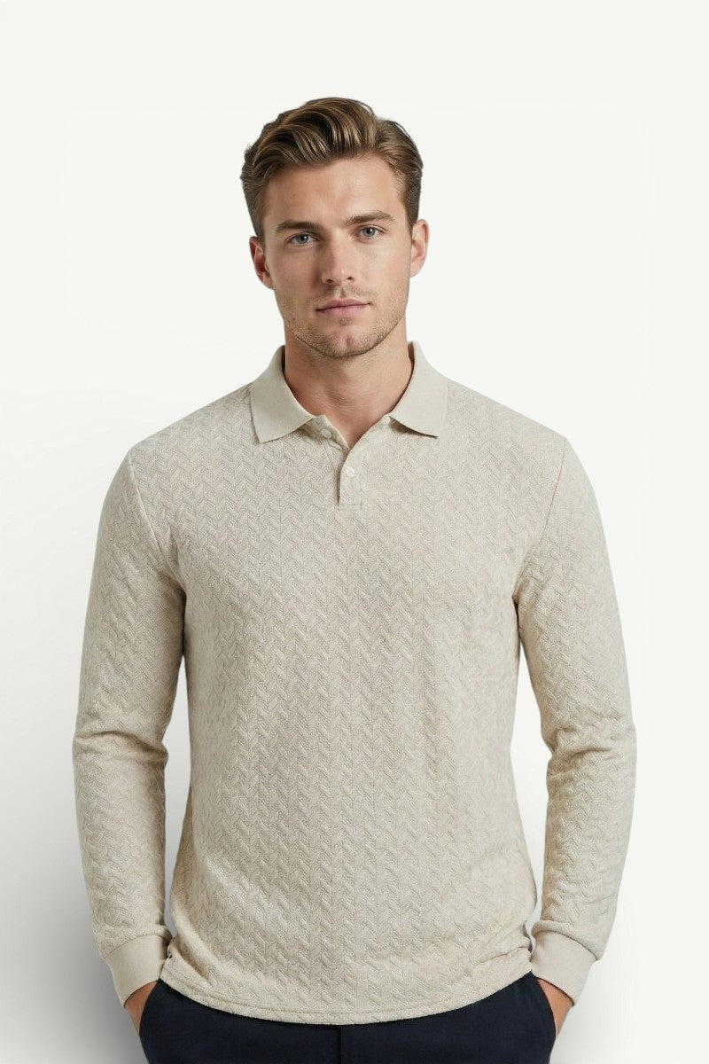 Knit Long-Sleeve Polo Shirt