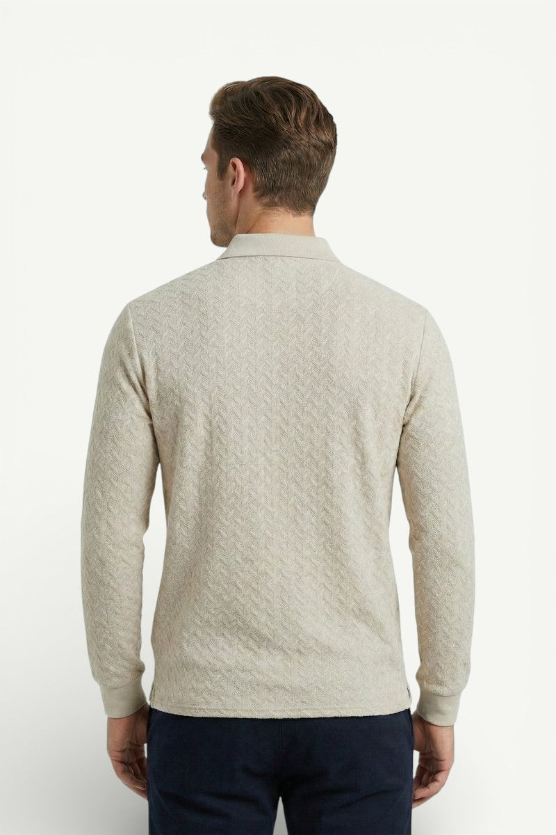 Knit Long-Sleeve Polo Shirt