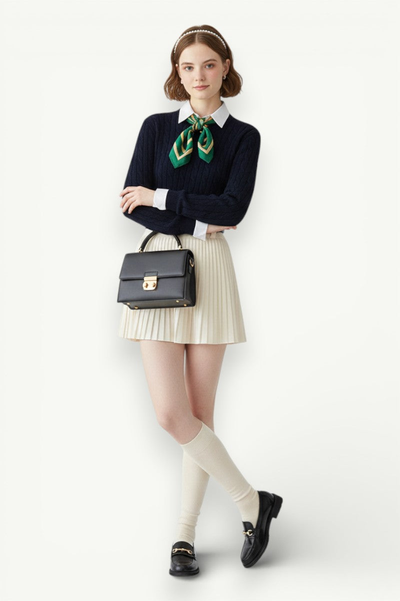 Korean High-Waist A-Line Knit Mini Skirt