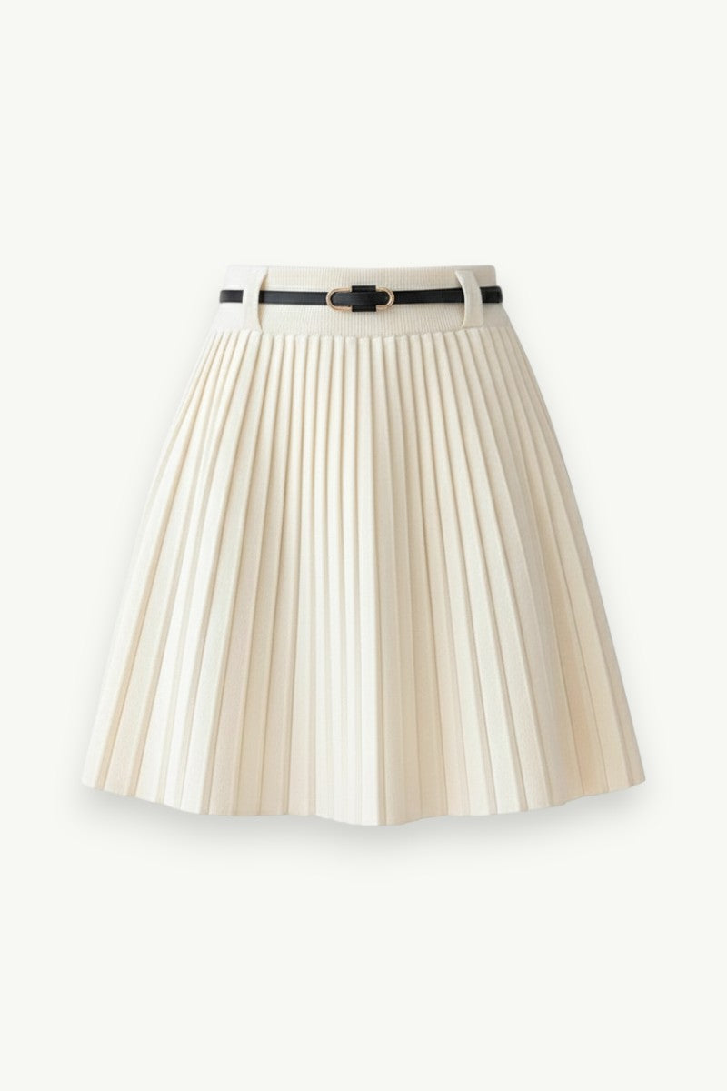 Korean High-Waist A-Line Knit Mini Skirt