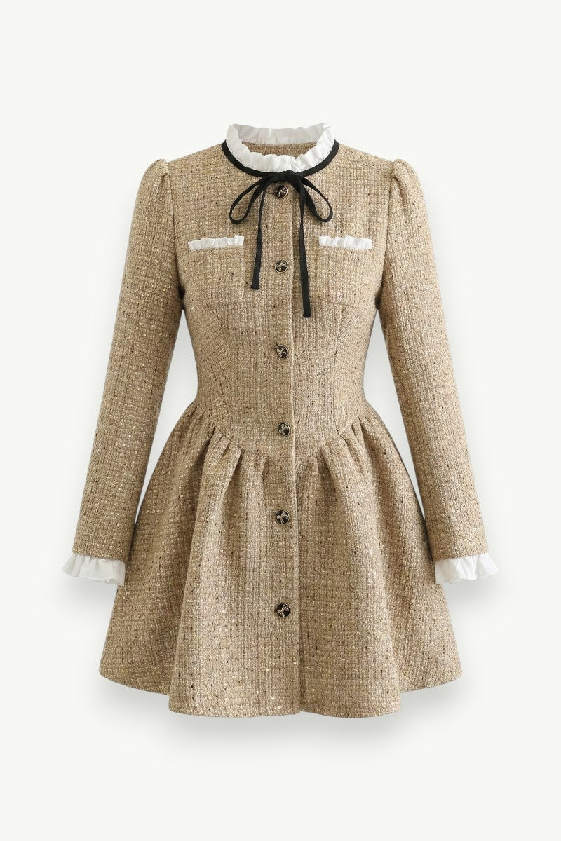 Ruffled Bow A-Line Mini Dress