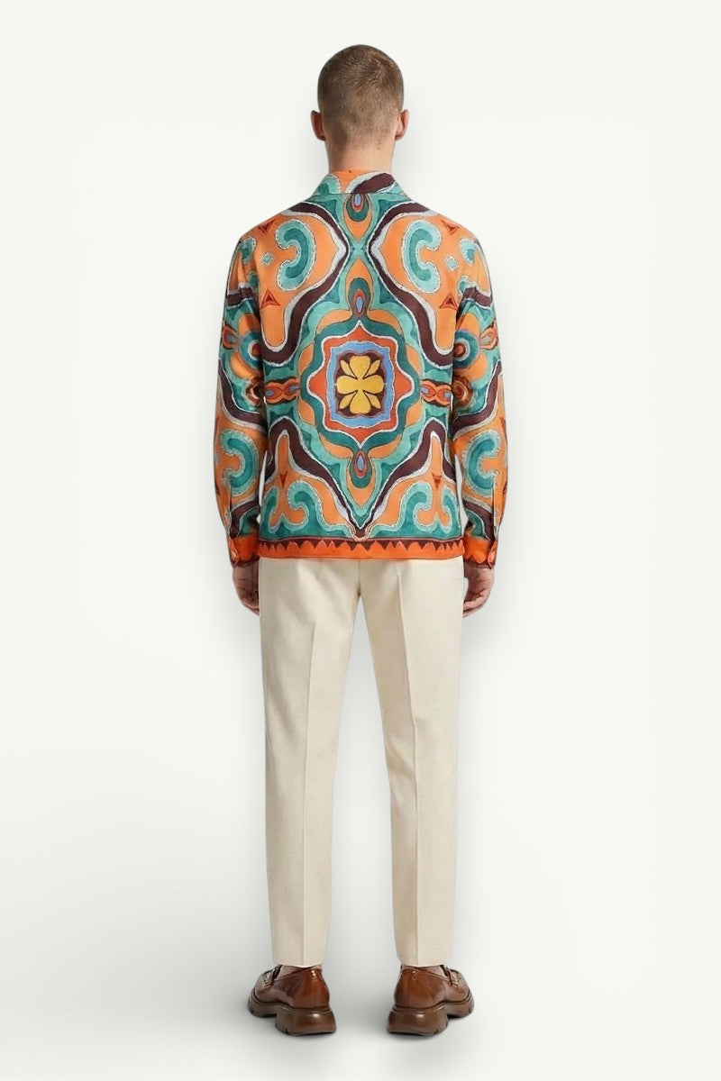 Abstract Print Long-Sleeve Shirt