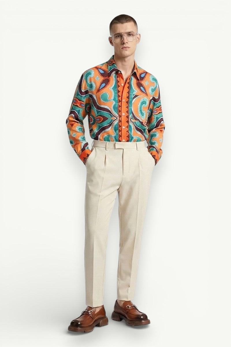 Abstract Print Long-Sleeve Shirt