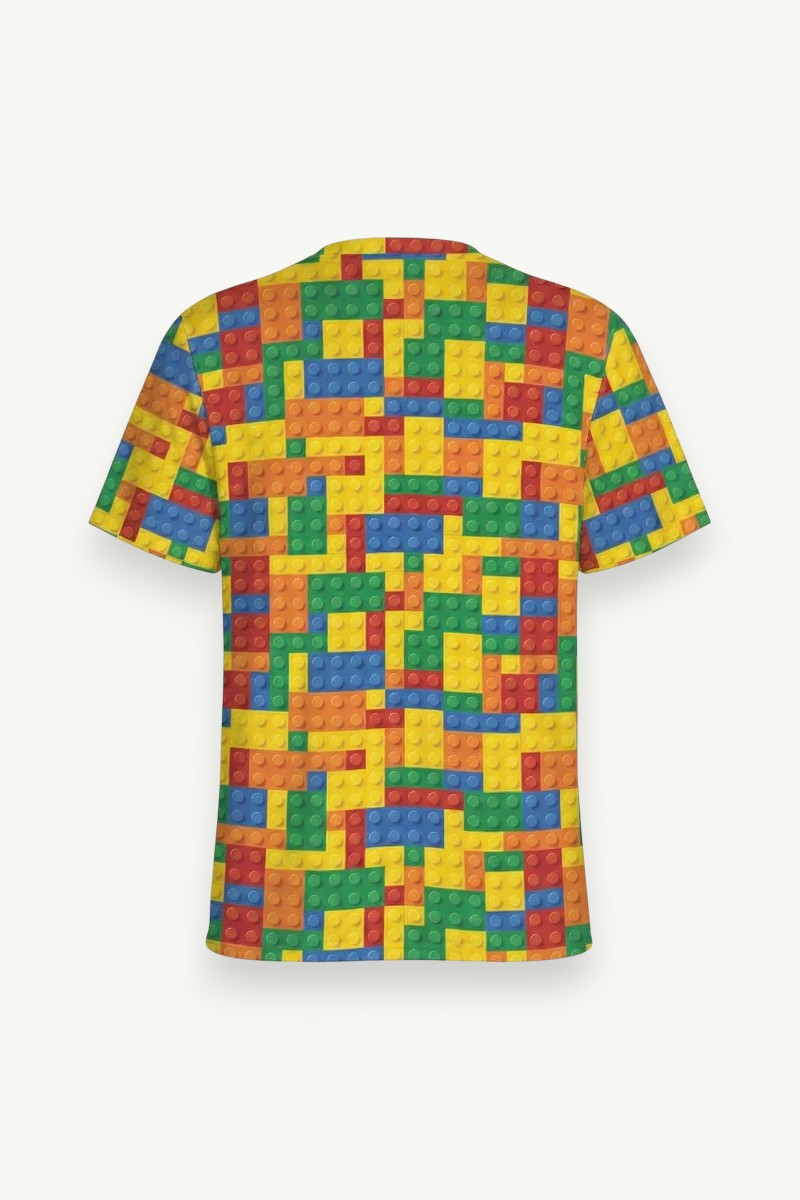 Retro 3D Puzzle Print T-Shirt