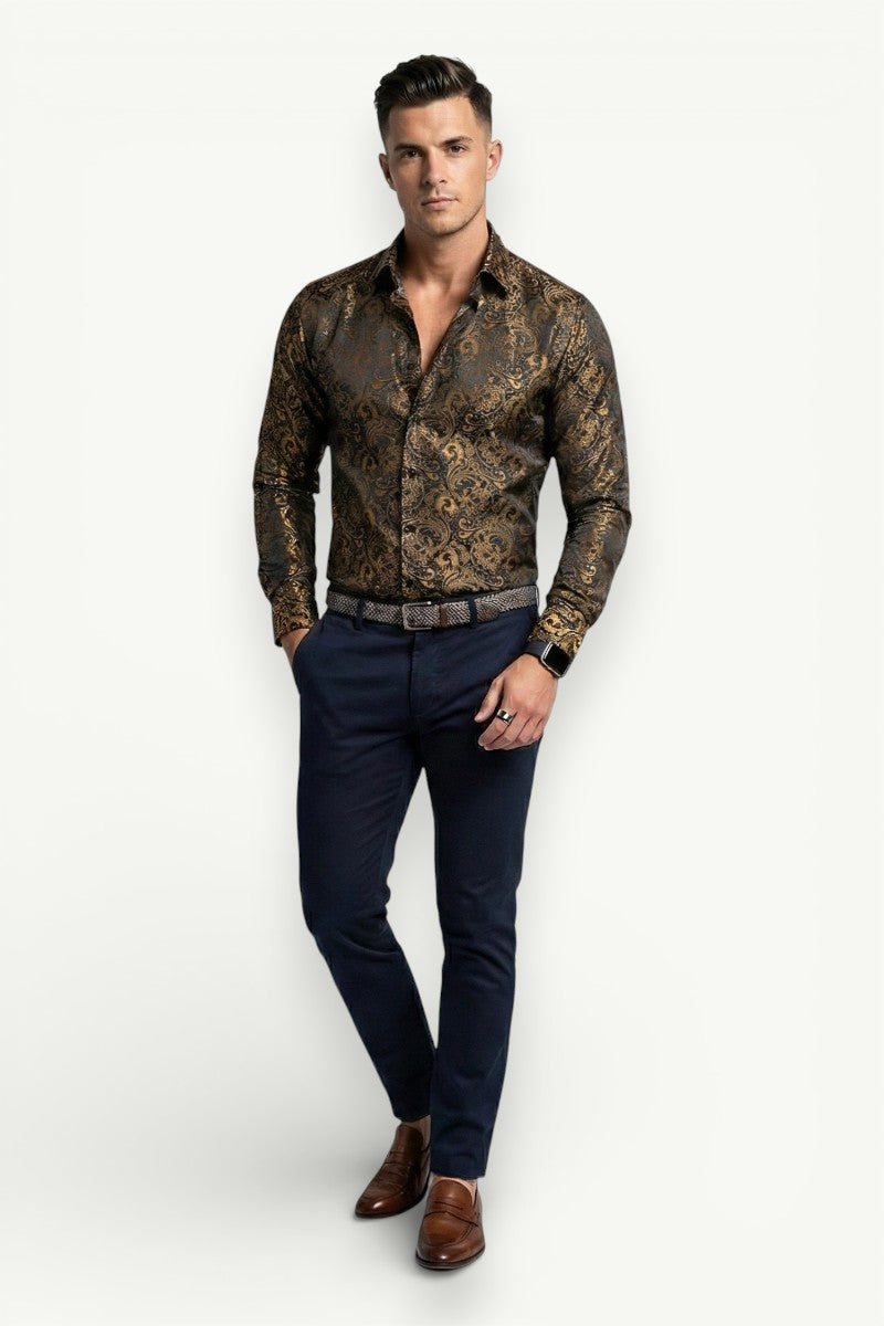 Paisley Jacquard Long-Sleeve Shirt