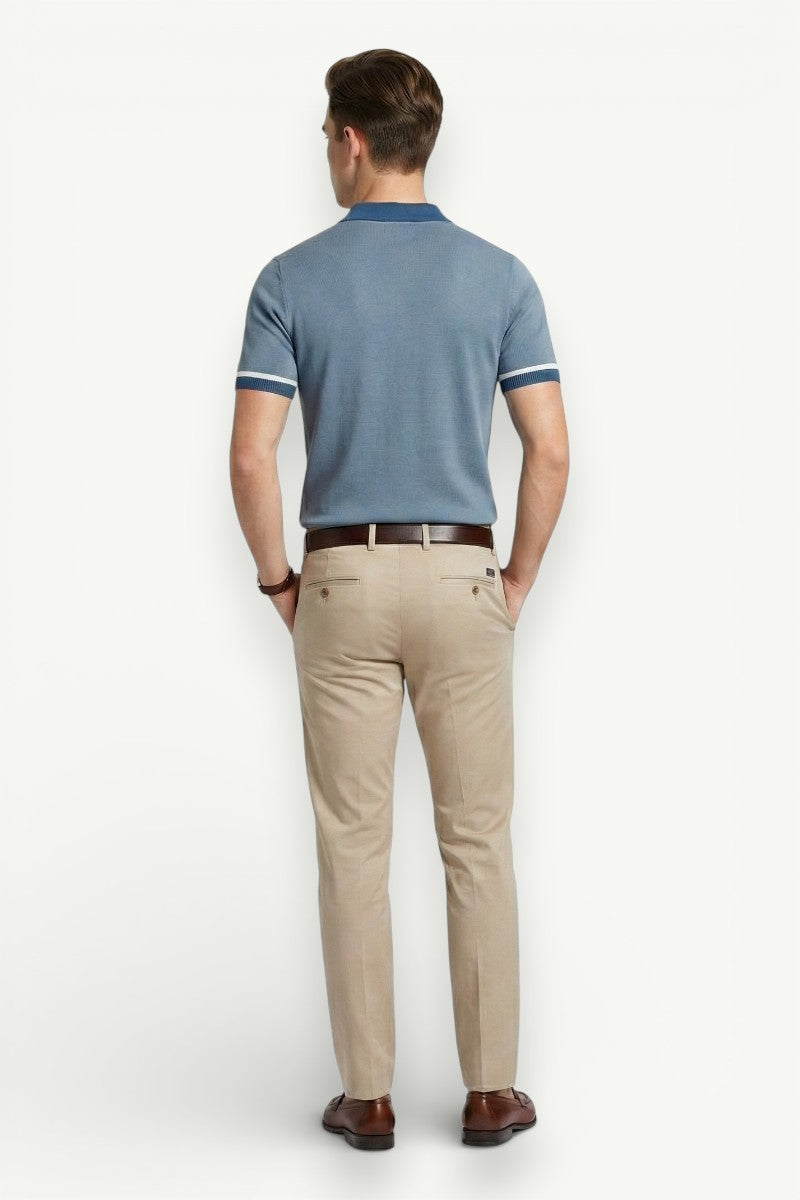 Knit Short-Sleeve Polo Cardigan