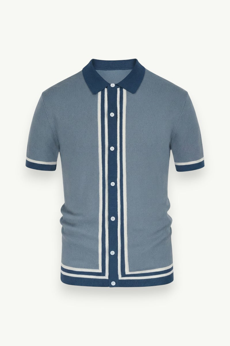 Knit Short-Sleeve Polo Cardigan