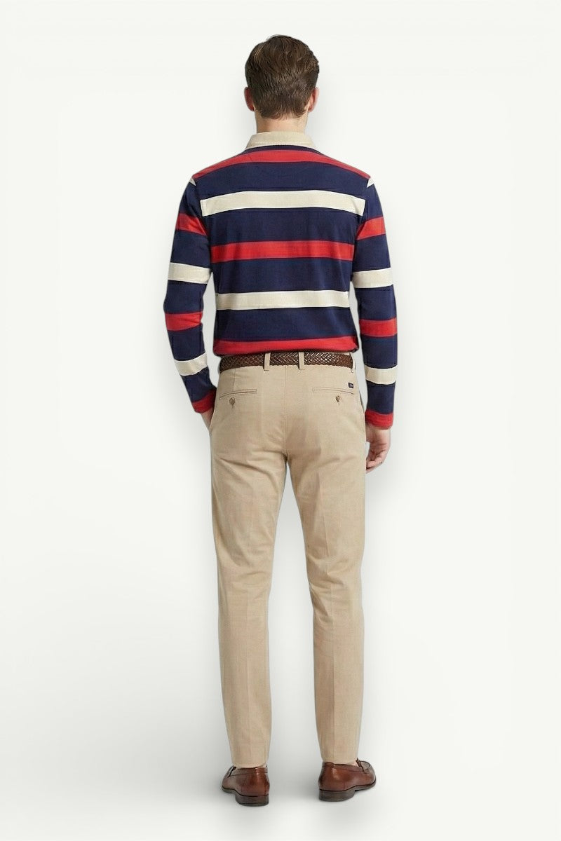 Striped Long-Sleeve Polo Shirt