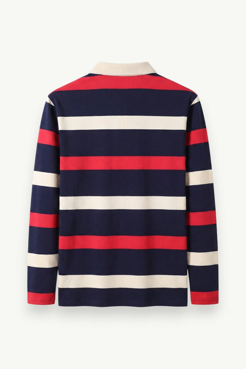 Striped Long-Sleeve Polo Shirt