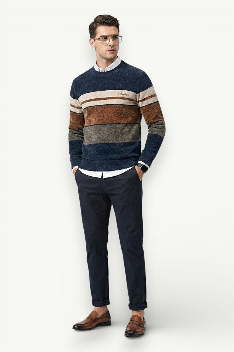 Striped Chenille Knit Sweater