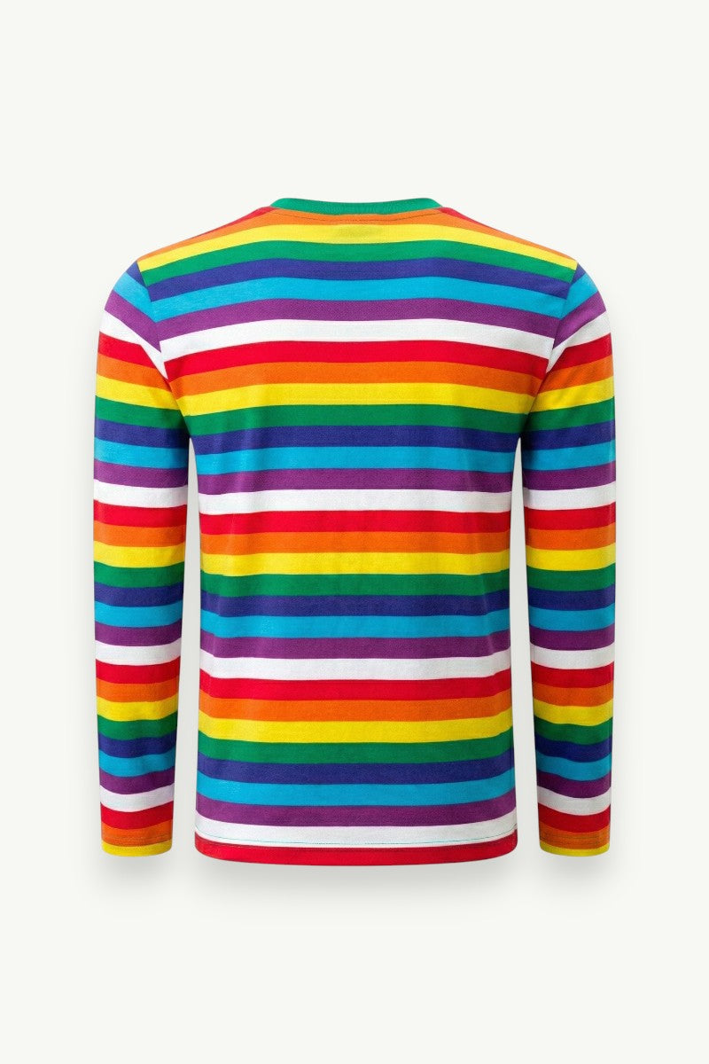 Contrast Stripe 3D Print Long-Sleeve T-Shirt