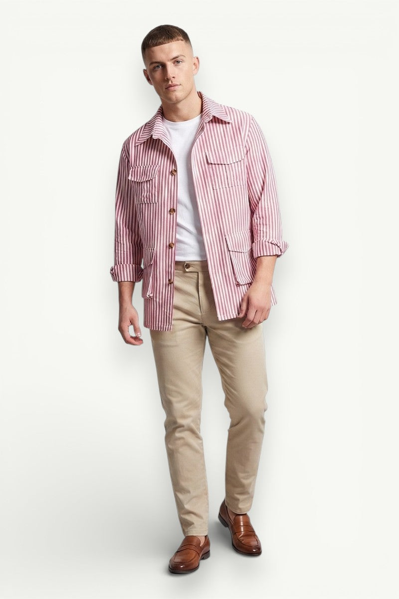 Striped Pocket Belted Shirt