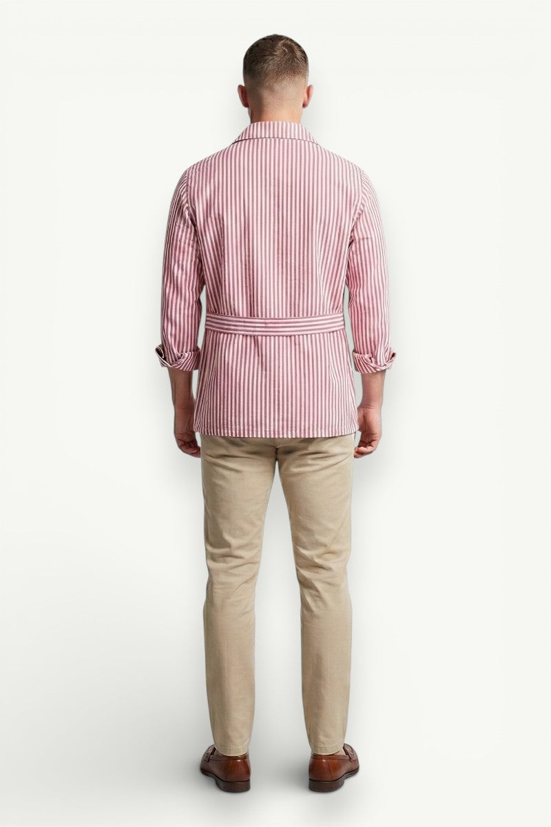 Striped Pocket Belted Shirt