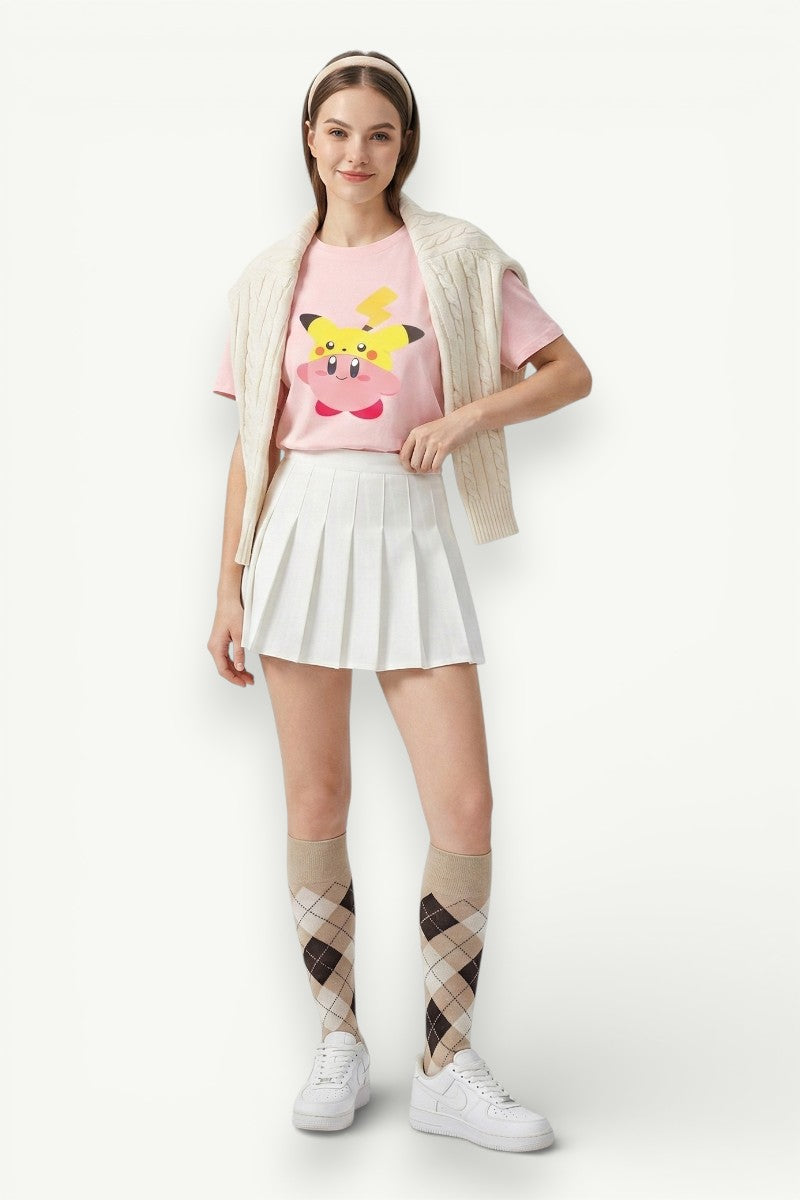 Pikachu & Kirby Graphic Cotton T-Shirt