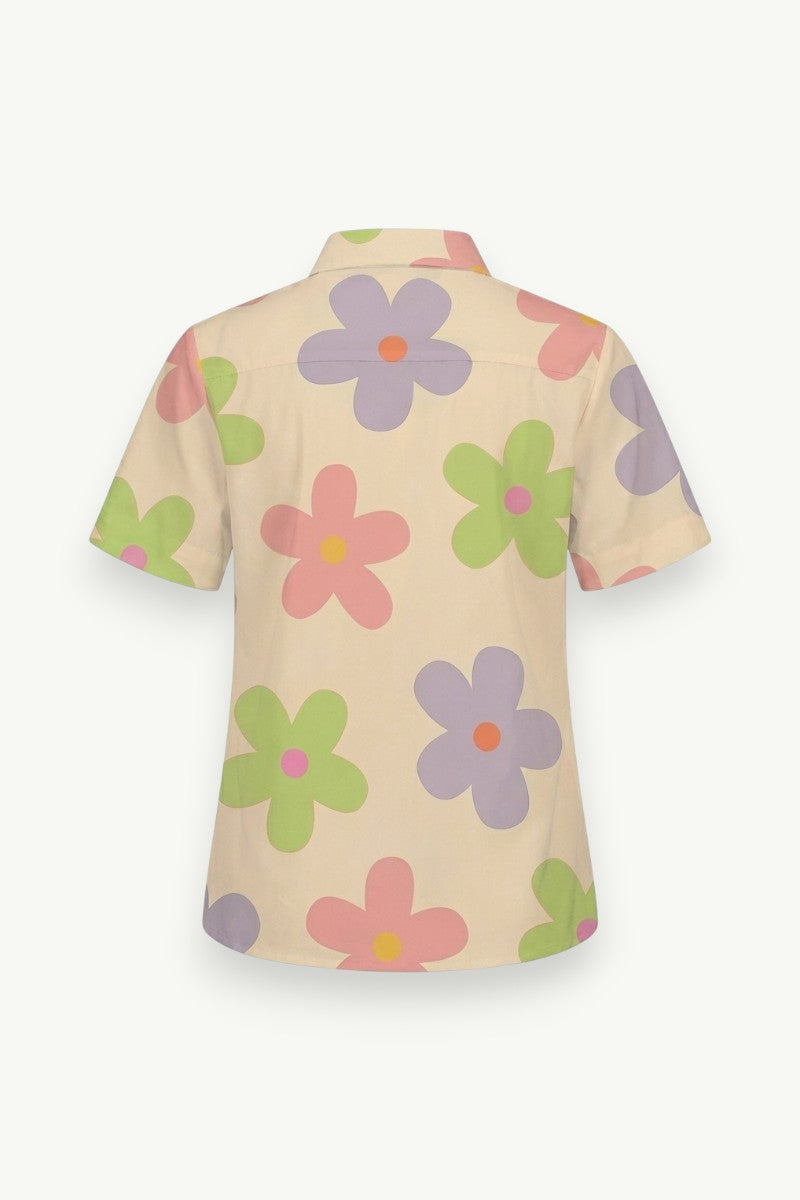 Floral Short-Sleeve Lapel Shirt