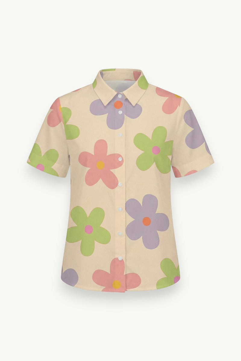 Floral Short-Sleeve Lapel Shirt