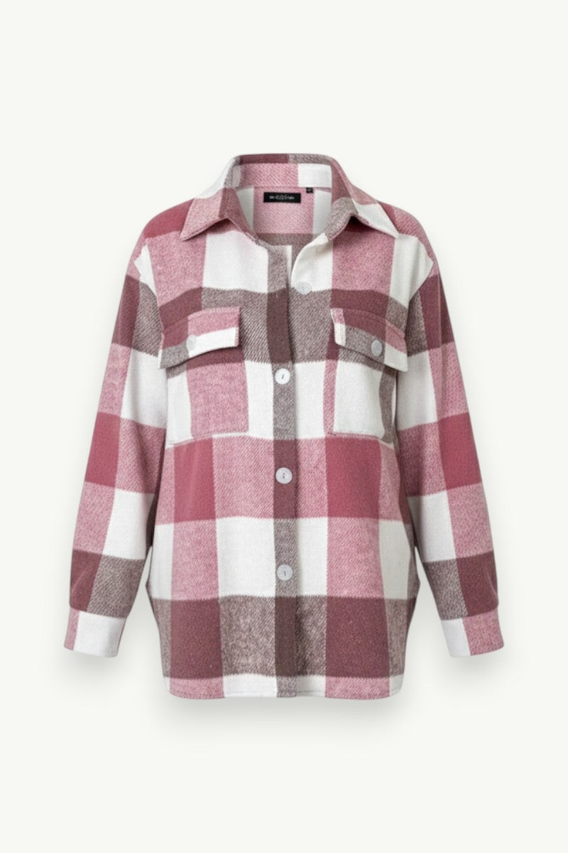 Plaid Flannel Button-Down Shirt Jacket