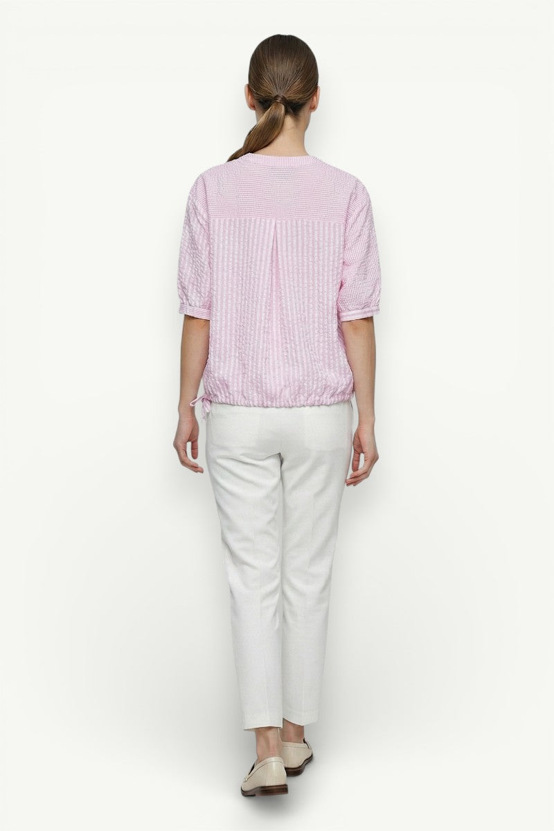 Elegant Striped V-Neck Work Blouse