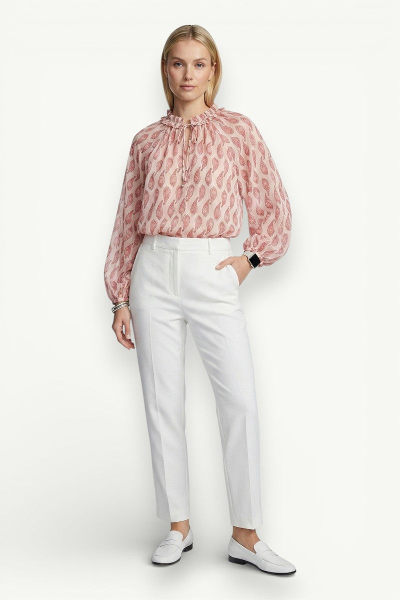 Metallic Line Print Button-Up Shirt