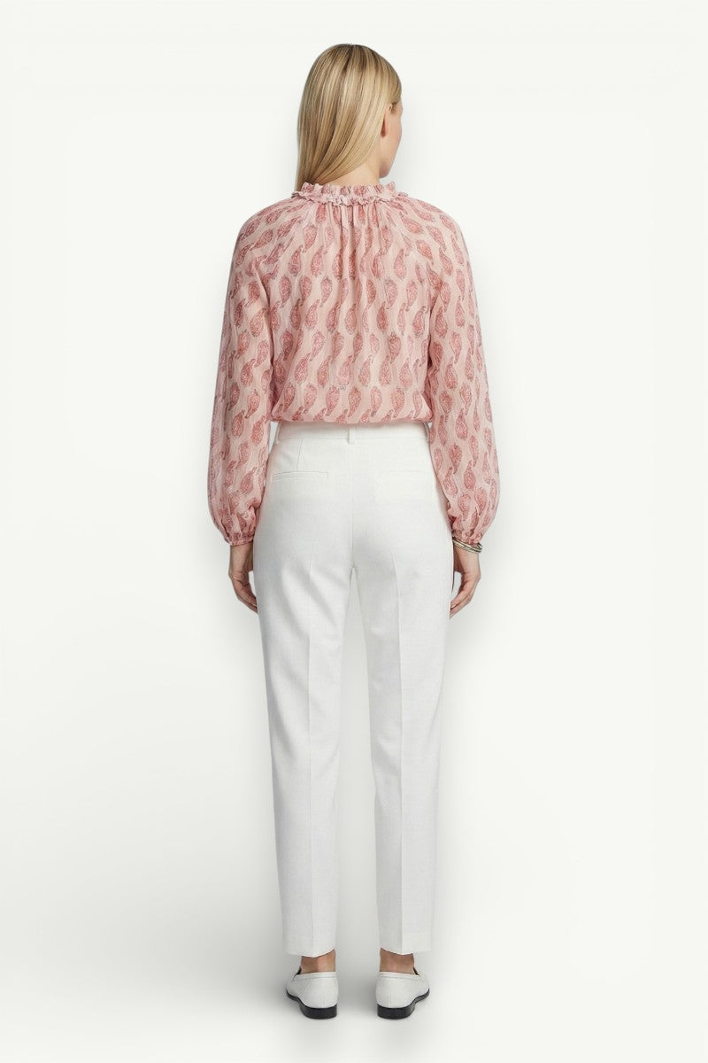 Metallic Line Print Button-Up Shirt