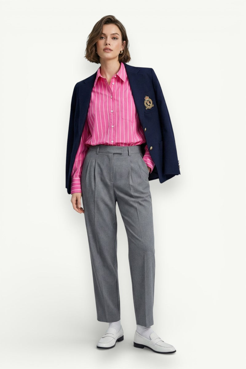 Loose Striped Button-Down Shirt