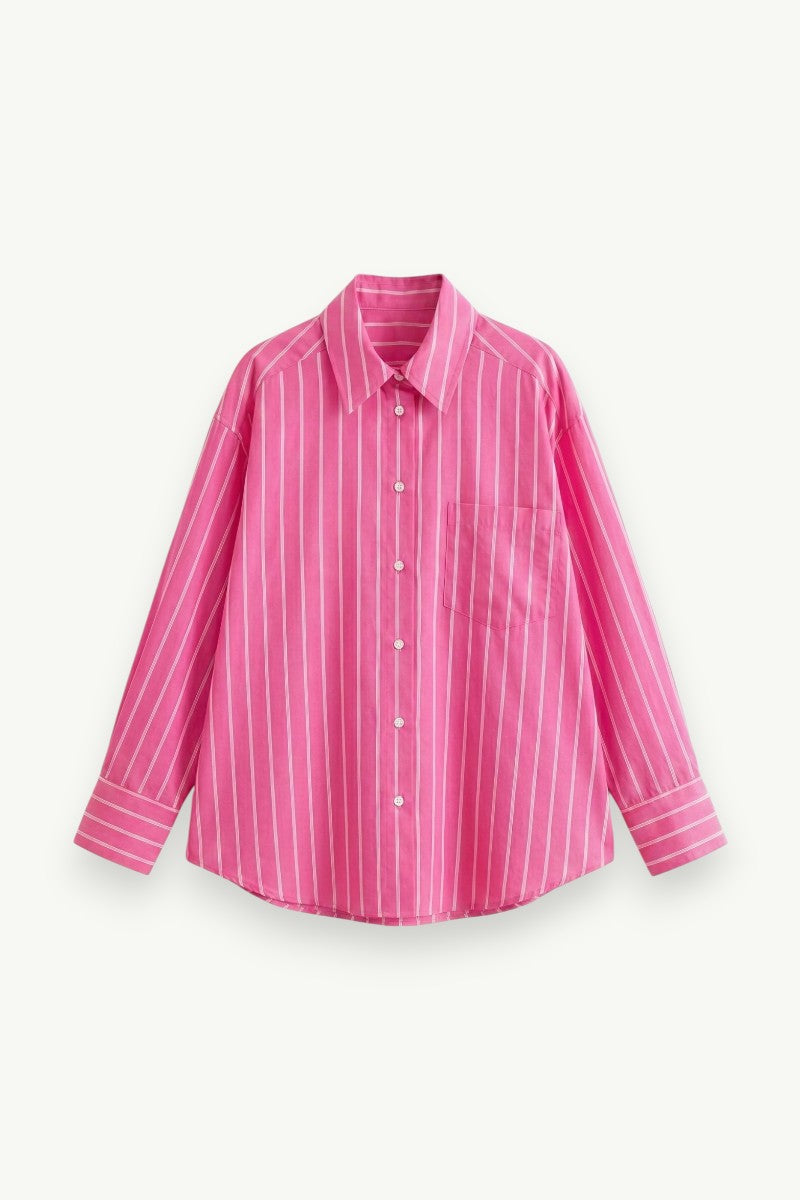 Loose Striped Button-Down Shirt