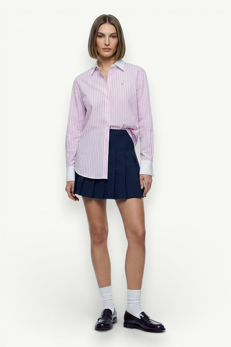 Striped Long-Sleeve Blouse Shirt