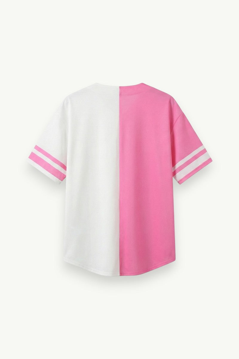 Oversized Graphic Button-Up Baseball Shirt