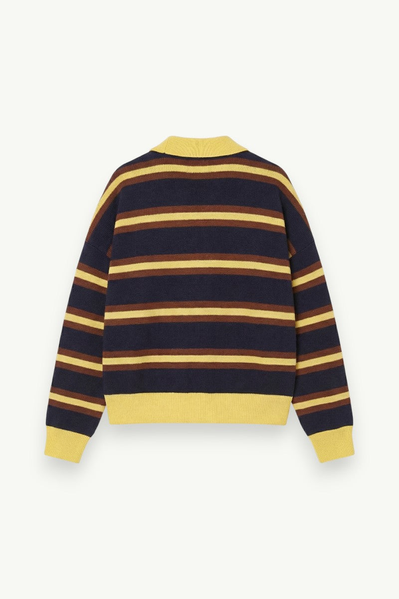 Striped Knit Polo Sweater