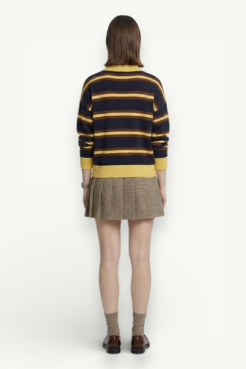 Striped Knit Polo Sweater