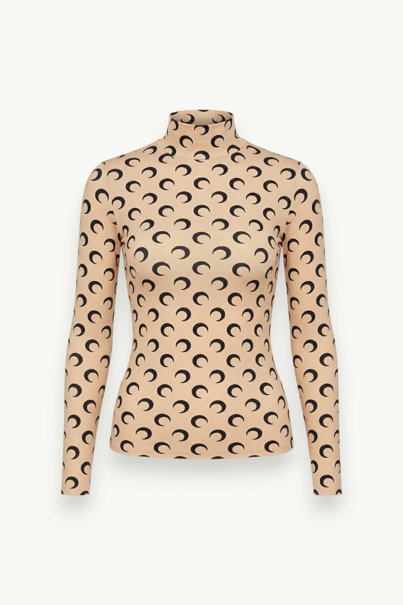 Moon Print Long-Sleeve Streetwear T-Shirt