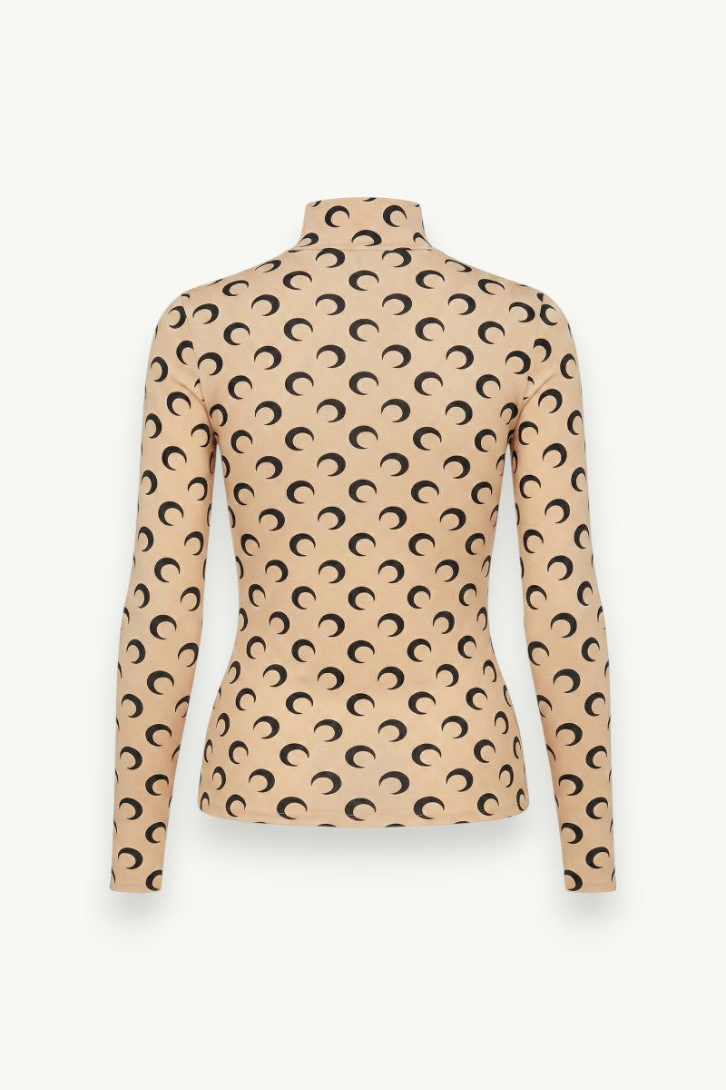 Moon Print Long-Sleeve Streetwear T-Shirt