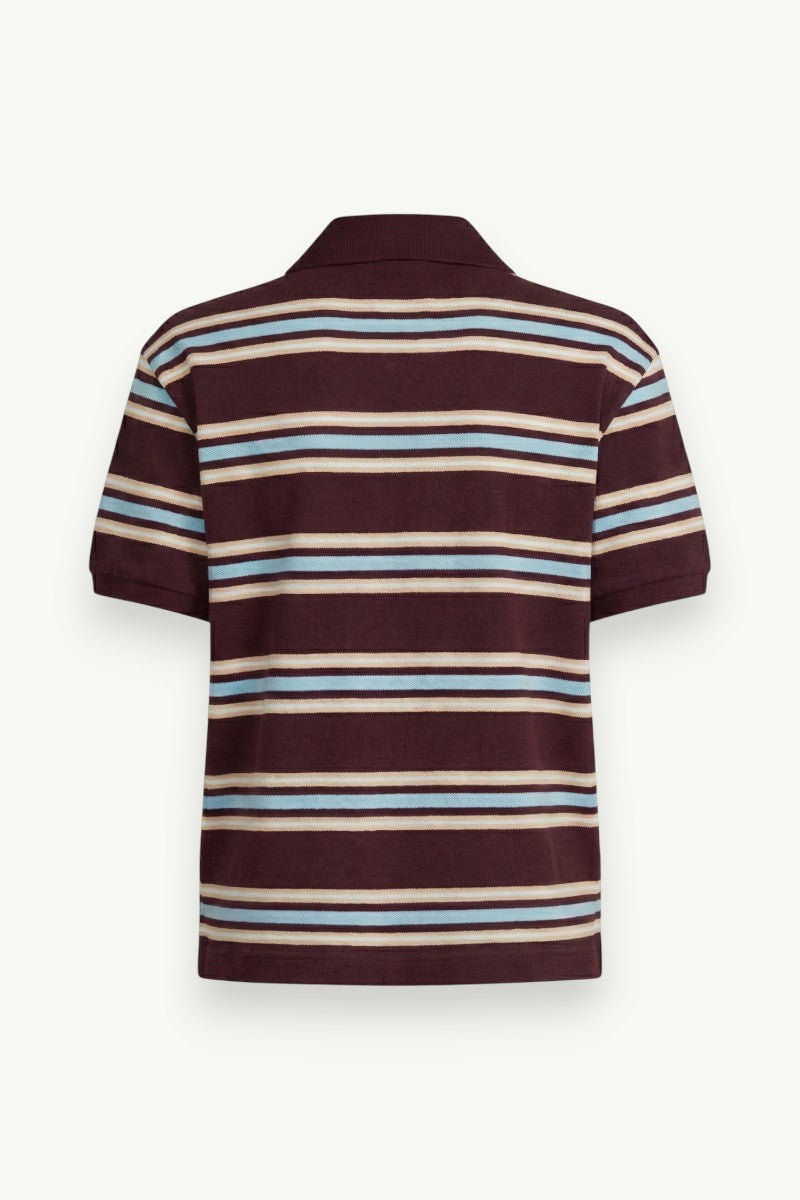 Striped Crop Polo Top