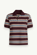 Striped Crop Polo Top