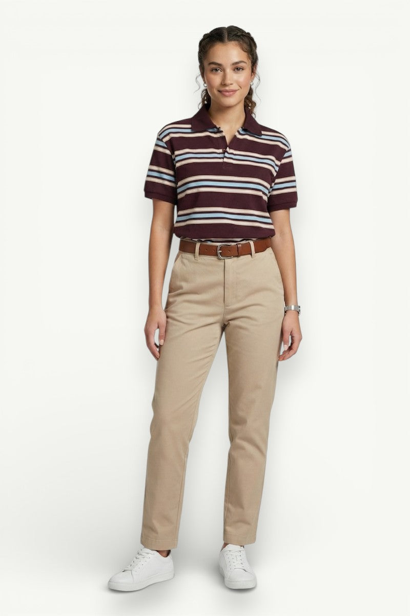 Striped Crop Polo Top