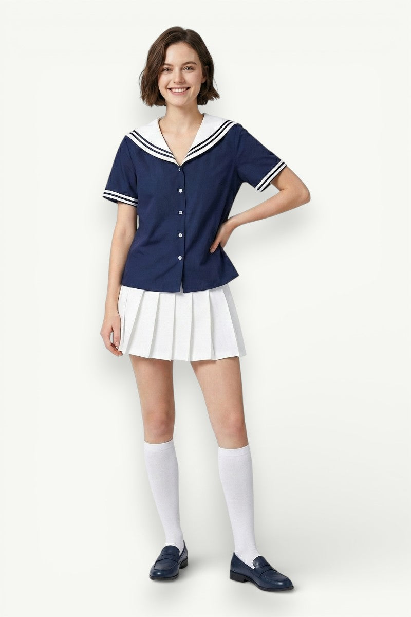 Sailor Collar Cotton Blouse