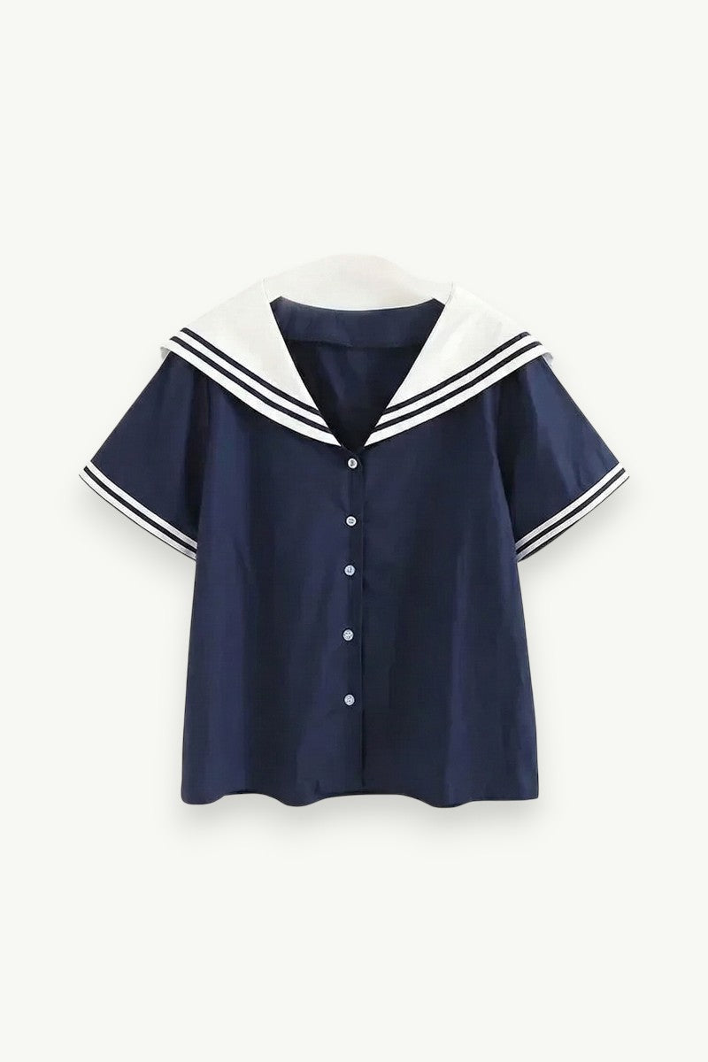Sailor Collar Cotton Blouse