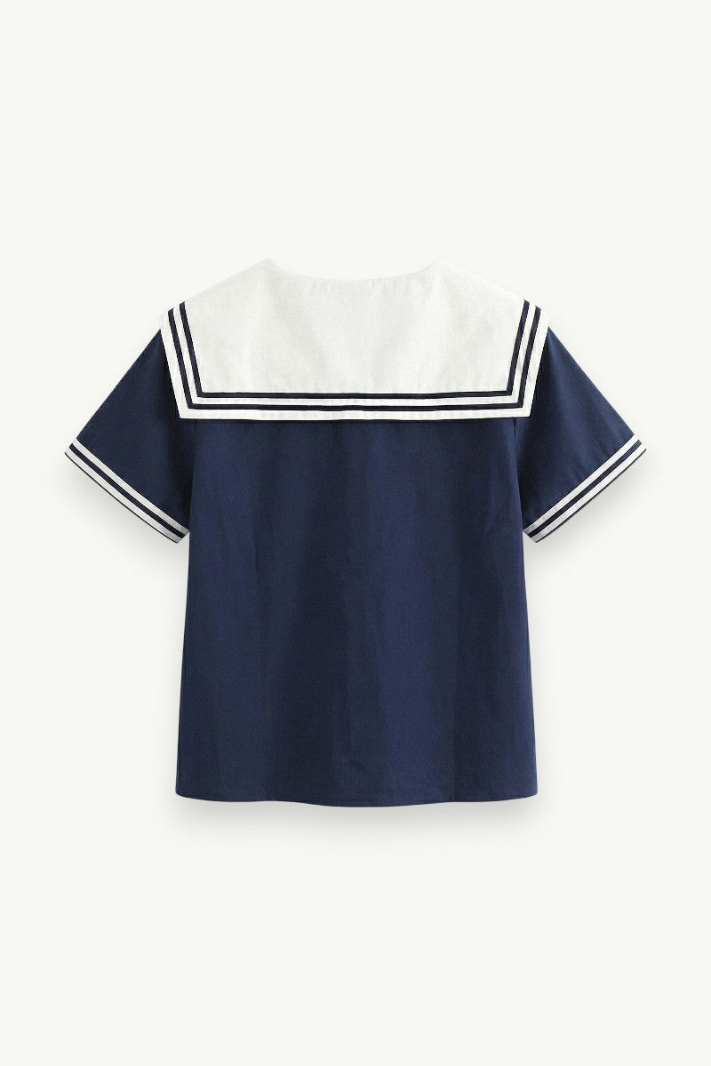 Sailor Collar Cotton Blouse