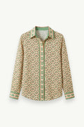 Elegant Printed Long-Sleeve Blouse