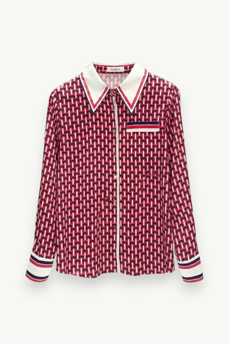 Luxury Satin Print Slim-Fit Shirt