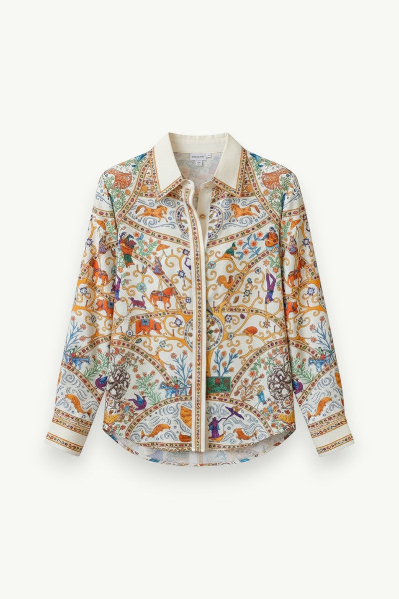 Floral Print Long-Sleeve Blouse