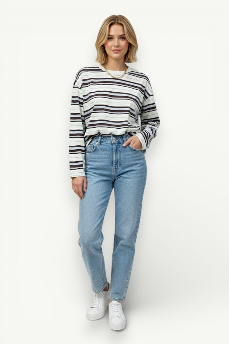 Contrast Long-Sleeve Streetwear Top