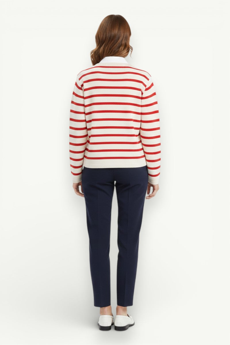 Striped Knit Button-Front Cardigan