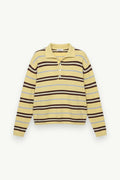 Patchwork Striped Collared Knit Sweater