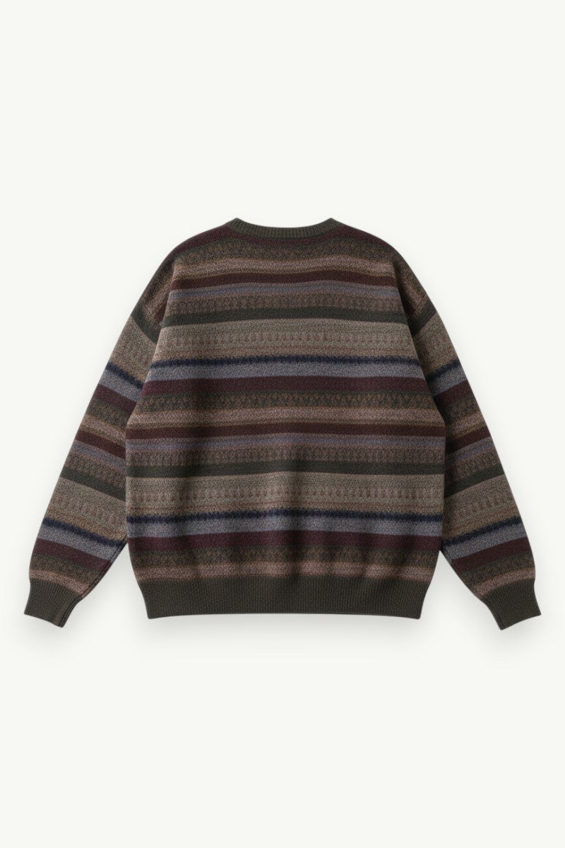 Retro Striped Knit Pullover Sweater
