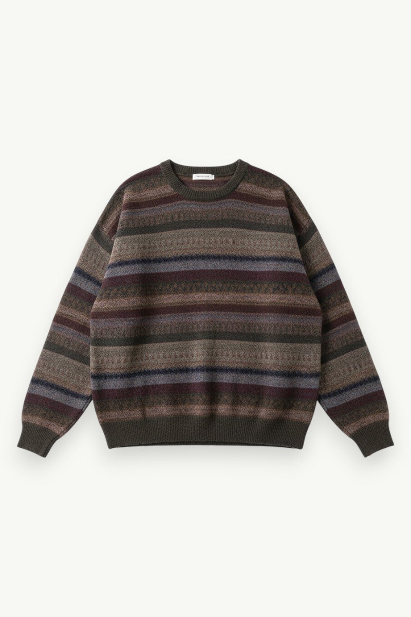 Retro Striped Knit Pullover Sweater