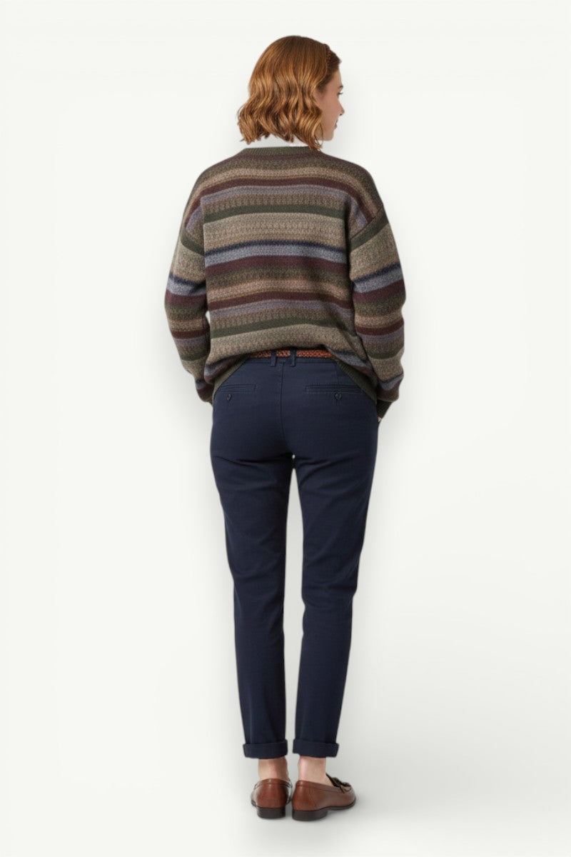 Retro Striped Knit Pullover Sweater